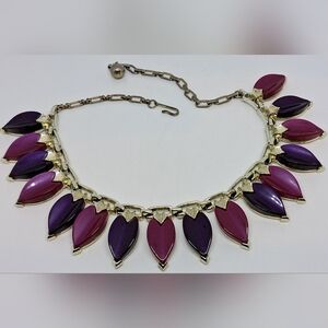 * Vintage Pakula Purple & Magenta Thermoset Leaves  Necklace